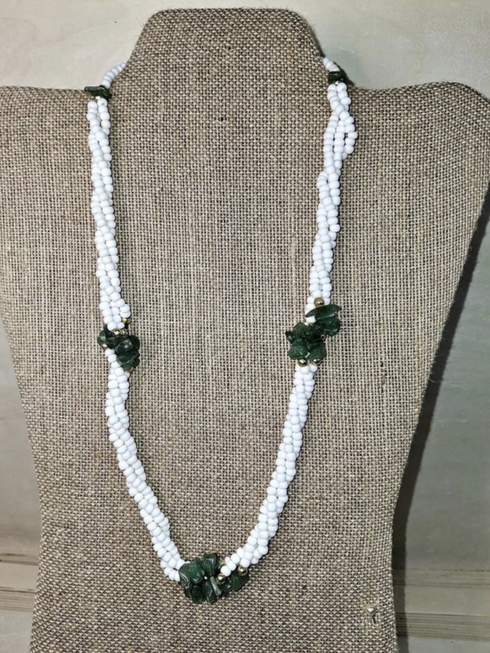 White And Green Statement Necklace